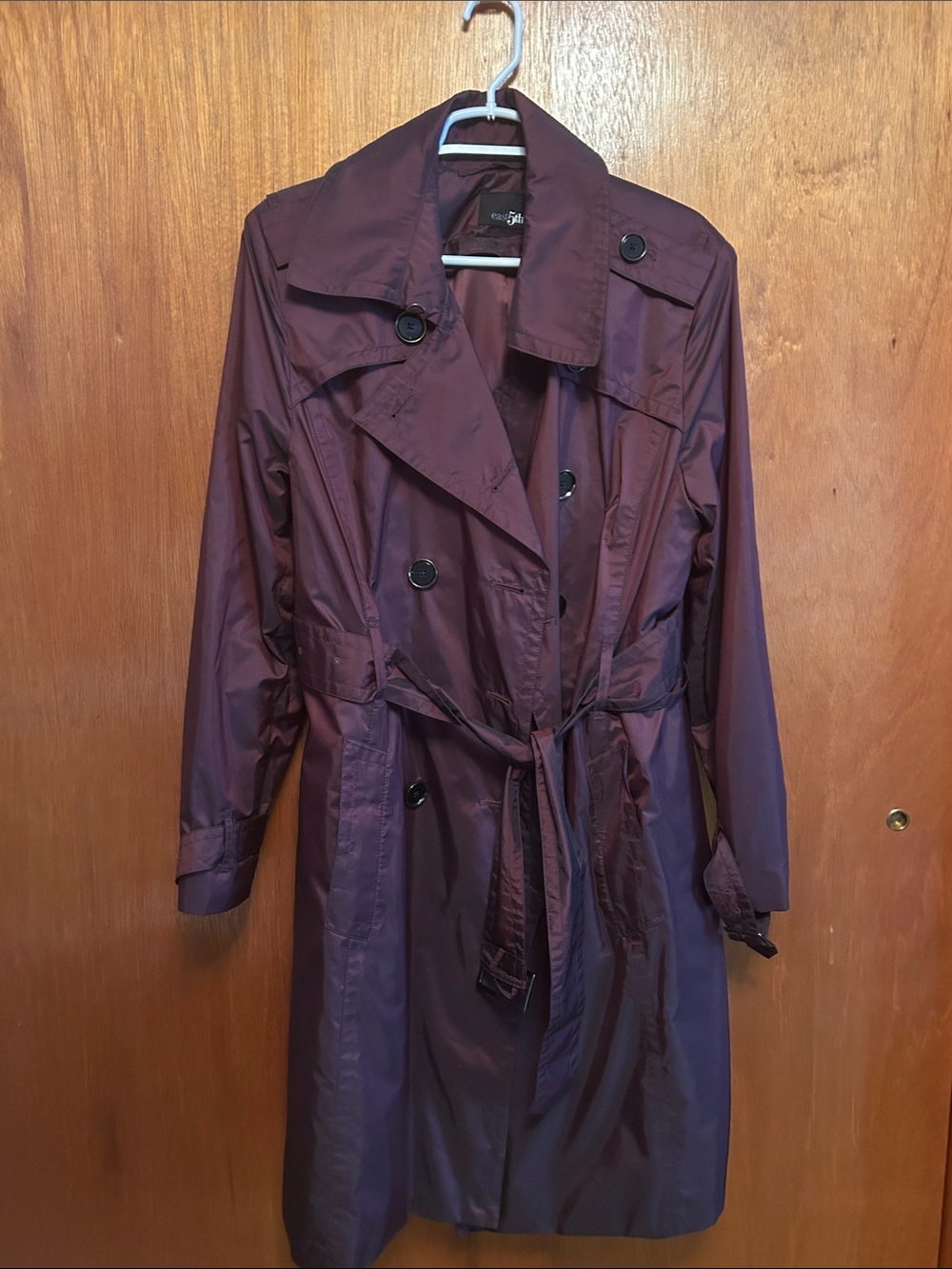 East 5th Burgundy Trench Coat with Waist Tie